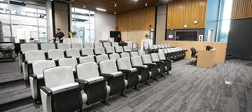 Empty chairs in council chambers