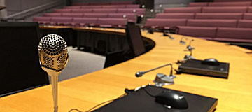 Microphone in empty council chambers