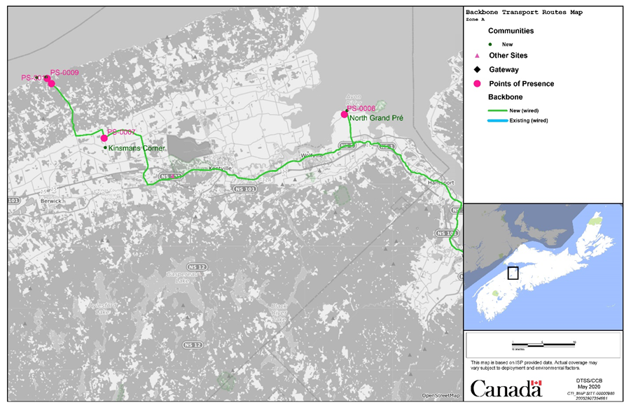 Map of backbone transport routes in Kings County