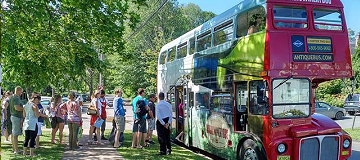 Wine tour bus with patrons