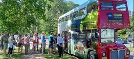 Wine tour bus with patrons